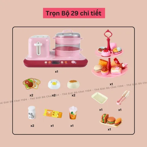 Bộ bếp nấu ăn cho bé TOASTER 29 chi tiết có máy nướng và xửng hấp bánh