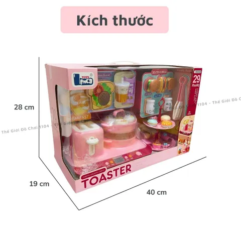 Bộ bếp nấu ăn cho bé TOASTER 29 chi tiết có máy nướng và xửng hấp bánh