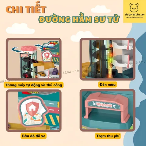 Bộ Đồ Chơi Lắp Ráp Đường Hầm Khủng Long & Sư Tử - Đường Đua Ô Tô Siêu Tốc An Toàn Cho Trẻ Em, Kích Thích Sự Khéo Léo và Tư Duy