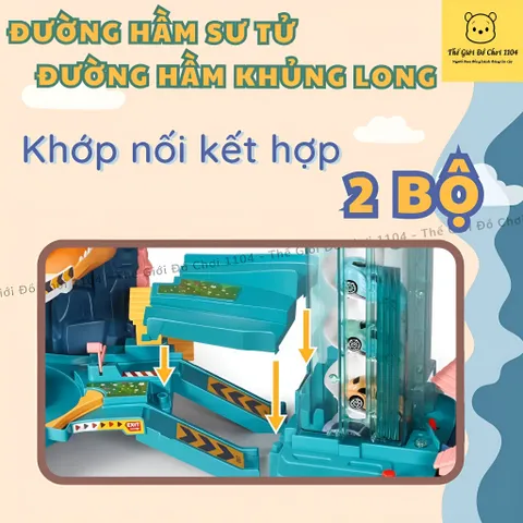 Bộ Đồ Chơi Lắp Ráp Đường Hầm Khủng Long & Sư Tử - Đường Đua Ô Tô Siêu Tốc An Toàn Cho Trẻ Em, Kích Thích Sự Khéo Léo và Tư Duy
