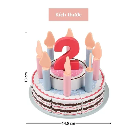 Đồ Chơi Bánh Sinh Nhật Bằng Gỗ - Bộ Cắt Bánh Kem An Toàn Cho Bé Từ 1-5 Tuổi - Đồ Chơi Phát Triển Kỹ Năng Sáng Tạo
