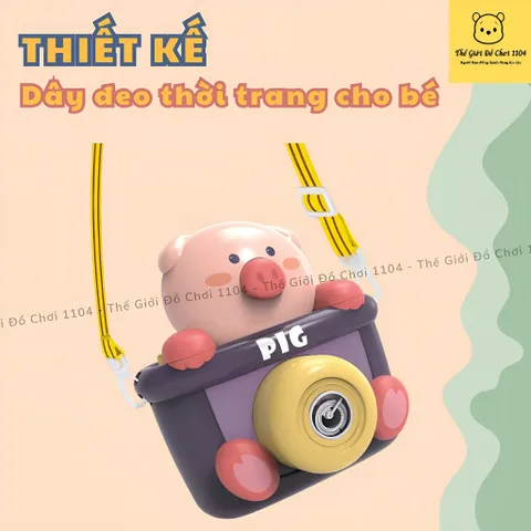 Máy ảnh thổi bong bóng xà phòng BeiDiOu phát nhạc kèm dây đeo 2 lọ xà phòng