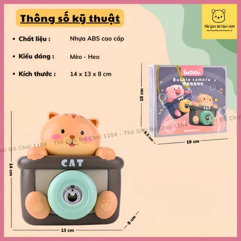 Máy ảnh thổi bong bóng xà phòng BeiDiOu phát nhạc kèm dây đeo 2 lọ xà phòng