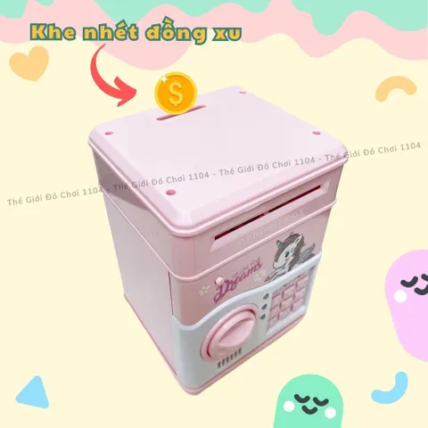 Két sắt mini thông minh đựng tiền tiết kiệm cho bé Ngựa Pony, ống heo tiết kiệm có khóa, thegioidochoi1104
