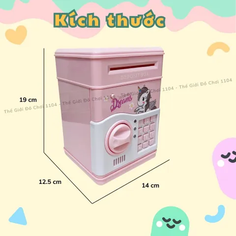 Két sắt mini thông minh đựng tiền tiết kiệm cho bé Ngựa Pony, ống heo tiết kiệm có khóa, thegioidochoi1104