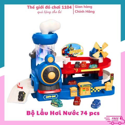 Bãi đậu xe 3 tầng có nhạc và đèn cho bé - Đồ chơi đường đua ô tô và tàu hỏa an toàn, nhiều màu sắc, kích thích tư duy và phản xạ.