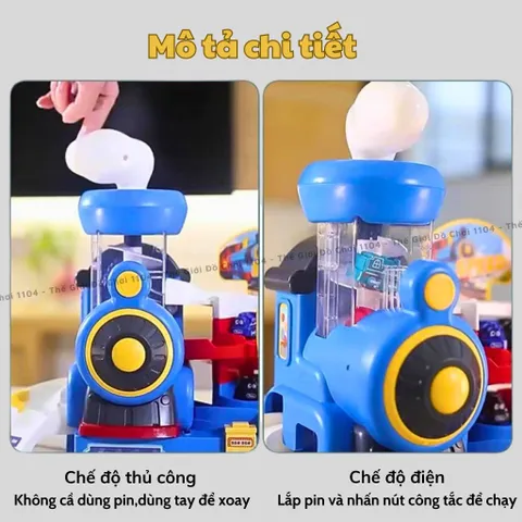 Bãi đậu xe 3 tầng có nhạc và đèn cho bé - Đồ chơi đường đua ô tô và tàu hỏa an toàn, nhiều màu sắc, kích thích tư duy và phản xạ.