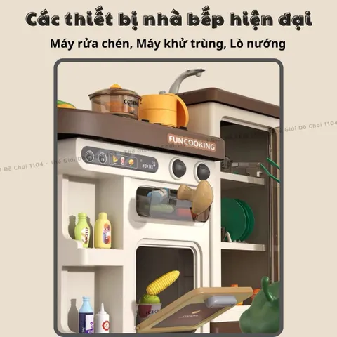 Bộ đồ chơi nhà bếp cho bé cỡ lớn 1 mét, có khói, đồ chơi nấu ăn