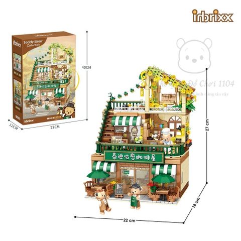 Đồ chơi lắp ráp mô hình quán cà phê kèm 3 gấu Teddy của Inbrixx chính hãng 1138 mảnh ghép (Hộp Đẹp)