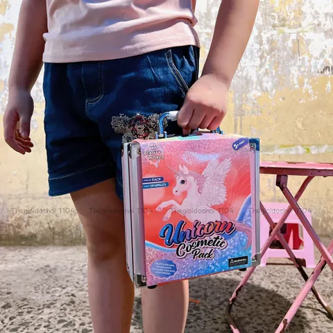 Cốp trang điểm cho bé cao cấp bằng nhôm 15 chi tiết, đồ chơi make up an toàn cho bé gái