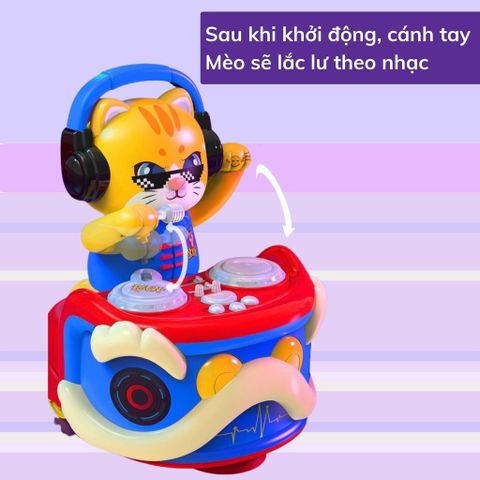 Đồ Chơi Âm Nhạc Con Mèo DJ Xoay 360 Độ - Đồ Chơi Giải Trí Kích Thích Trí Não Cho Trẻ Em