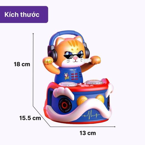Đồ Chơi Âm Nhạc Con Mèo DJ Xoay 360 Độ - Đồ Chơi Giải Trí Kích Thích Trí Não Cho Trẻ Em