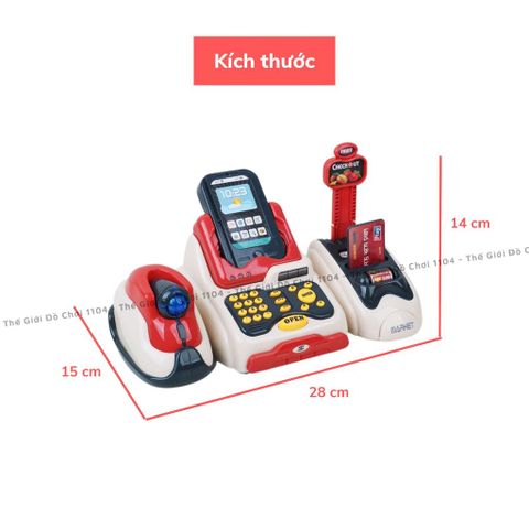 Đồ Chơi Máy Tính Tiền Siêu Thị cho Bé - Máy POS, Máy Quét Mã Vạch, Quầy Thu Ngân Mini - Trải Nghiệm Mô Phỏng Siêu Thị Cho Trẻ Em