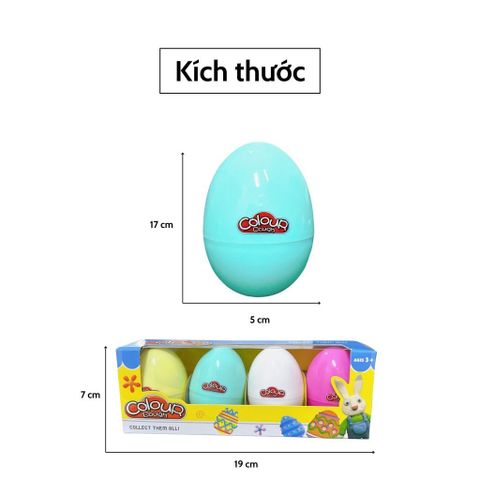 Bộ 4 Quả Trứng Đất Sét Colour Dough - Đất Nặn An Toàn Cho Bé, Đất Nặn Nhiều Màu Sắc Phát Triển Sáng Tạo Trẻ Em Từ 3 Tuổi