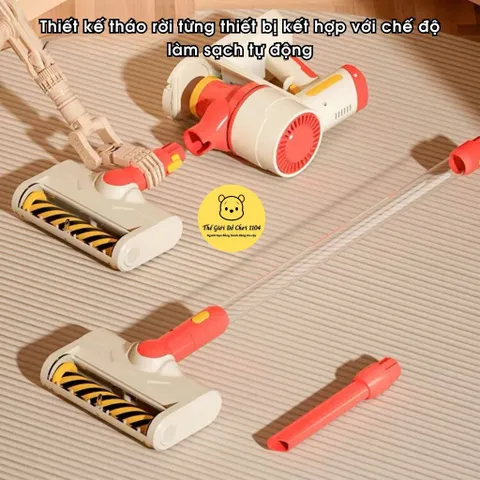 Đồ chơi máy hút bụi cho bé, 3 đầu hút, sử dụng pin, đồ chơi dọn dẹp nhà cửa