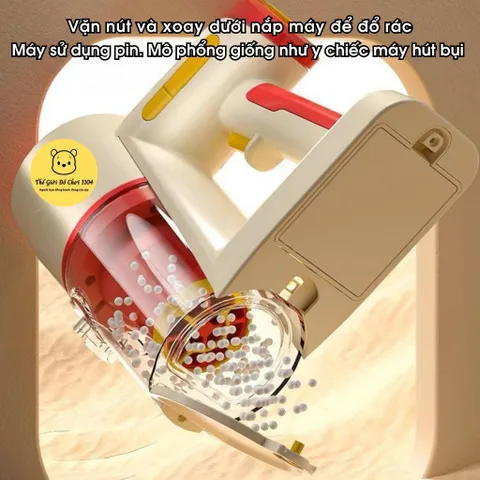 Đồ chơi máy hút bụi cho bé, 3 đầu hút, sử dụng pin, đồ chơi dọn dẹp nhà cửa