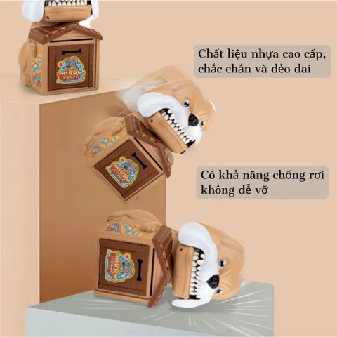 Két sắt mini cho bé có vân tay, mật khẩu, kèm chó cắn tay hù dọa, ống heo tiết kiệm thông minh