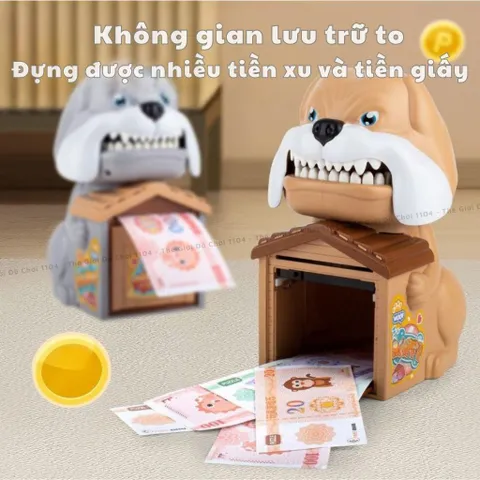 Két sắt mini cho bé có vân tay, mật khẩu, kèm chó cắn tay hù dọa, ống heo tiết kiệm thông minh