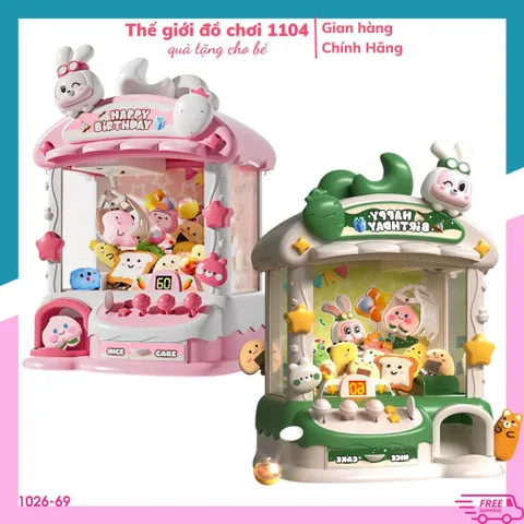 Máy gắp thú Thỏ tinh nghịch giá rẻ size to, có thời gian/nhạc/đèn, đồ chơi gắp gấu mini