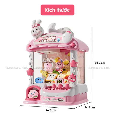 Máy gắp thú Thỏ tinh nghịch giá rẻ size to, có thời gian/nhạc/đèn, đồ chơi gắp gấu mini