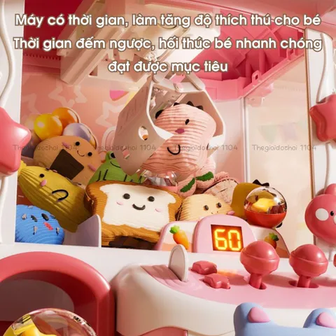 Máy gắp thú Thỏ tinh nghịch giá rẻ size to, có thời gian/nhạc/đèn, đồ chơi gắp gấu mini