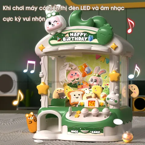 Máy gắp thú Thỏ tinh nghịch giá rẻ size to, có thời gian/nhạc/đèn, đồ chơi gắp gấu mini