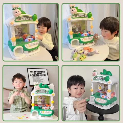 Máy gắp thú Thỏ tinh nghịch giá rẻ size to, có thời gian/nhạc/đèn, đồ chơi gắp gấu mini