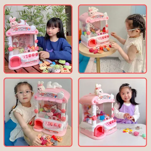 Máy gắp thú Thỏ tinh nghịch giá rẻ size to, có thời gian/nhạc/đèn, đồ chơi gắp gấu mini