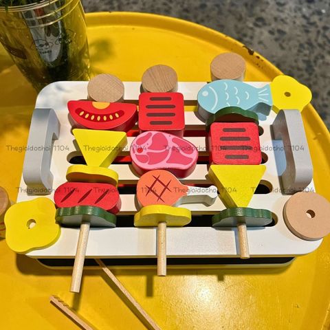 Đồ Chơi Bếp Nướng BBQ Gỗ Kabeiqi 26 Chi Tiết - Đồ Chơi Nhà Bếp An Toàn Cho Trẻ 3 Tuổi Trở Lên