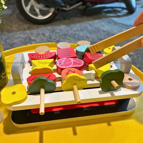 Đồ Chơi Bếp Nướng BBQ Gỗ Kabeiqi 26 Chi Tiết - Đồ Chơi Nhà Bếp An Toàn Cho Trẻ 3 Tuổi Trở Lên