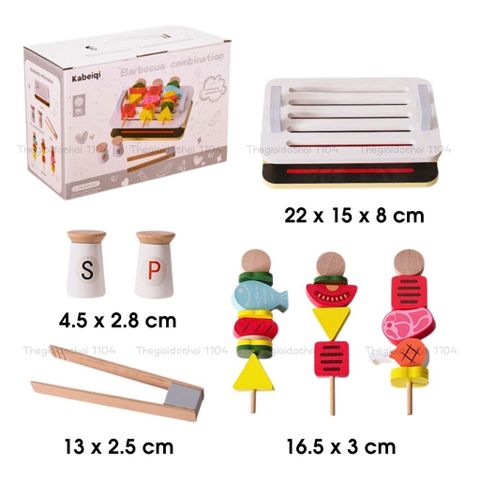 Đồ Chơi Bếp Nướng BBQ Gỗ Kabeiqi 26 Chi Tiết - Đồ Chơi Nhà Bếp An Toàn Cho Trẻ 3 Tuổi Trở Lên