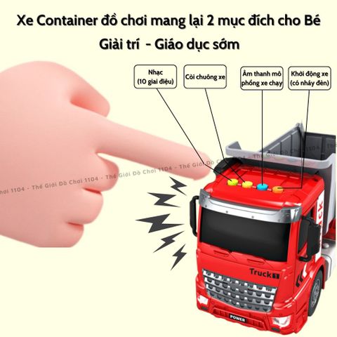 Xe tải đồ chơi chở ô tô con, chức năng chạy đà, hiệu ứng âm nhạc vui nhộn, thế giới đồ chơi 1104