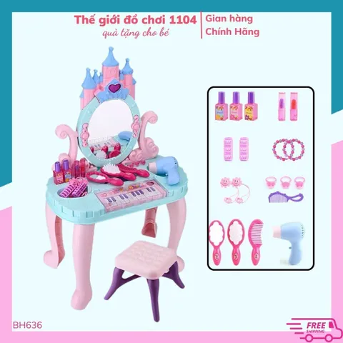 Bộ bàn trang điểm cho bé cỡ lớn kèm đàn piano và nhiều phụ kiện - Đồ chơi phát triển kỹ năng xã hội cho trẻ từ 4 tuổi trở lên