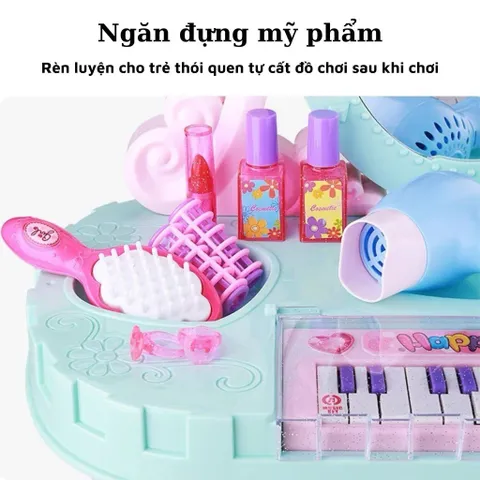 Bộ bàn trang điểm cho bé cỡ lớn kèm đàn piano và nhiều phụ kiện - Đồ chơi phát triển kỹ năng xã hội cho trẻ từ 4 tuổi trở lên