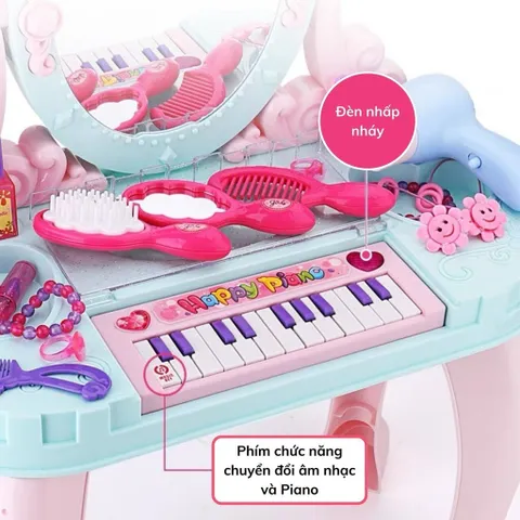 Bộ bàn trang điểm cho bé cỡ lớn kèm đàn piano và nhiều phụ kiện - Đồ chơi phát triển kỹ năng xã hội cho trẻ từ 4 tuổi trở lên