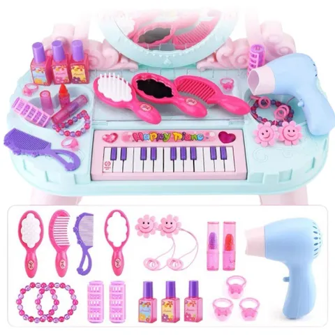 Bộ bàn trang điểm cho bé cỡ lớn kèm đàn piano và nhiều phụ kiện - Đồ chơi phát triển kỹ năng xã hội cho trẻ từ 4 tuổi trở lên