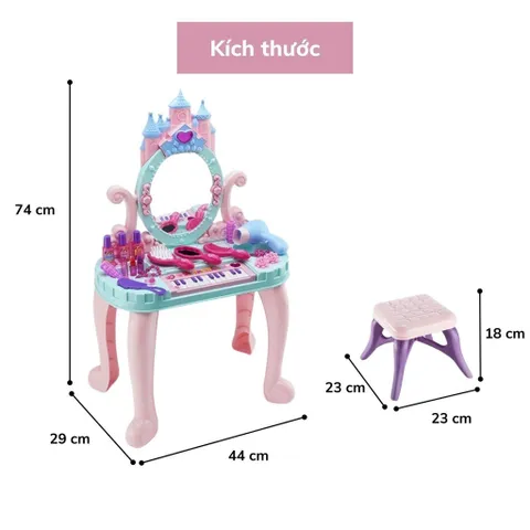 Bộ bàn trang điểm cho bé cỡ lớn kèm đàn piano và nhiều phụ kiện - Đồ chơi phát triển kỹ năng xã hội cho trẻ từ 4 tuổi trở lên