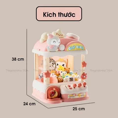 Máy gắp thú bông chim cánh cụt dễ thương, có thời gian/nhạc/đèn tặng gấu mini, trò chơi gắp thú