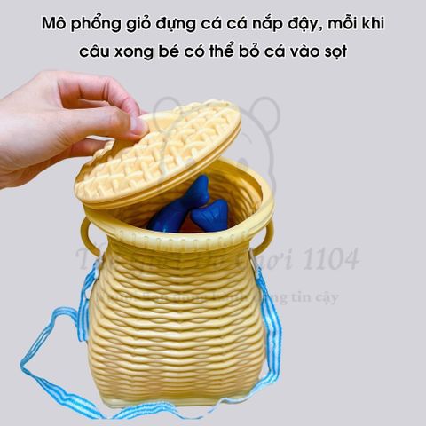 Đồ Chơi Câu Cá Kèm Giỏ Đựng - Bộ 14 Chi Tiết Với 2 Cần Câu Nam Châm Cho Trẻ Em - Trò Chơi Giải Trí Học Tập