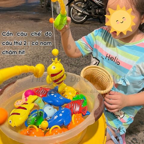 Đồ Chơi Câu Cá Kèm Giỏ Đựng - Bộ 14 Chi Tiết Với 2 Cần Câu Nam Châm Cho Trẻ Em - Trò Chơi Giải Trí Học Tập
