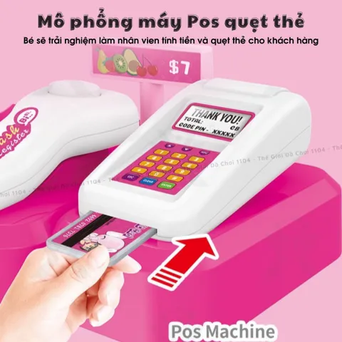 Đồ chơi bán hàng siêu thị, có quầy thu ngân, xe đẩy siêu thị, đồ chơi máy tính tiền