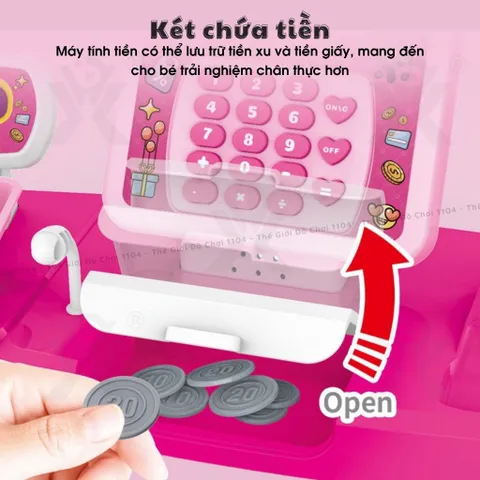 Đồ chơi bán hàng siêu thị, có quầy thu ngân, xe đẩy siêu thị, đồ chơi máy tính tiền
