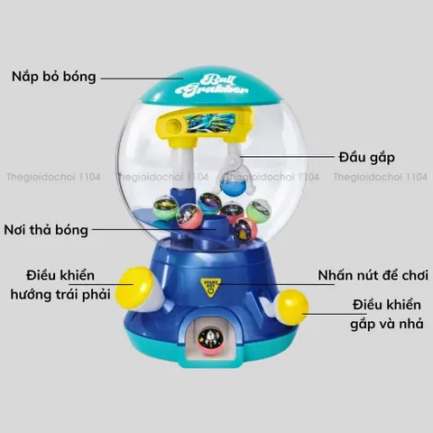 Máy gắp bóng mini BALL GRABBER kèm 8 quả banh, có nhạc, máy bắt bóng mini