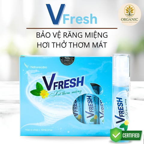 Combo 6 Chai Xịt Thơm Miệng Vfresh - Hương Bạc Hà Tươi Mát, Giải Pháp Hoàn Hảo Cho Hơi Thở Tự Tin Suốt Ngày