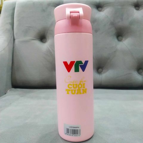 Bình Giữ Nhiệt LocknLock Wannabe One Touch 450ml - Màu Hồng, Phiên Bản Logo VTV, Nắp Bật Tiện Lợi, Giữ Nhiệt Tốt Cho Đồ Uống