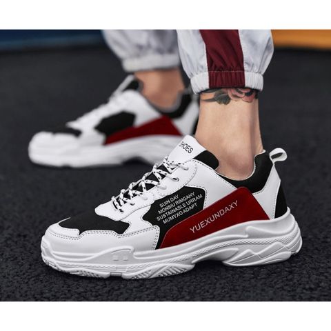 Giày Sneaker Nam G22 Trắng Đỏ - Da Cao Cấp Thoáng Khí, Phong Cách Trẻ Trung, Đi Học Đi Chơi, Dây Buộc Thể Thao