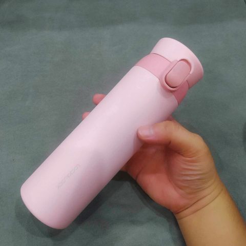 Bình Giữ Nhiệt LocknLock Wannabe One Touch 450ml Màu Hồng In Logo VTV - Thiết Kế Sang Trọng, Giữ Nhiệt Tuyệt Đối, An Toàn Sử Dụng