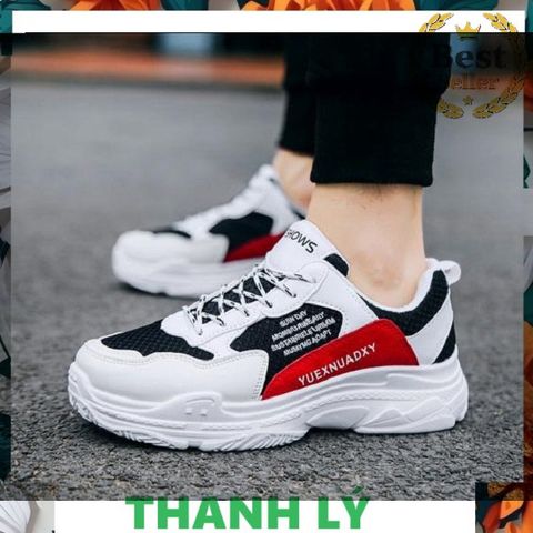 Giày Thể Thao Nam G22 Cổ Thấp Đế Bằng Buộc Dây Màu Trắng - Đỏ, Thiết Kế Thoáng Khí, Đi Học Đi Chơi Thoải Mái