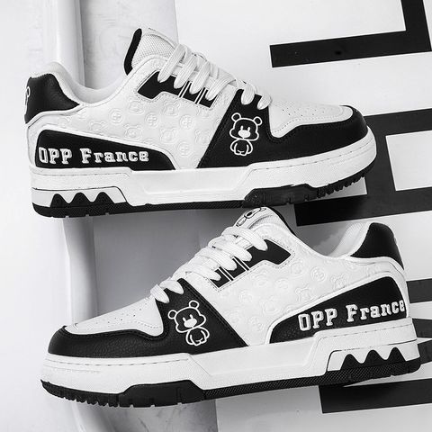 Giày nam sneaker GN06M OQQQ Gấu trắng đen - Giày thể thao thời trang dễ phối đồ cho học sinh, đi chơi, đi làm