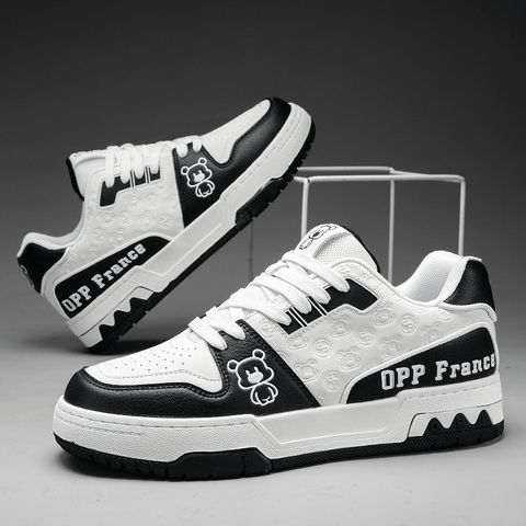 Giày nam sneaker GN06M OQQQ Gấu trắng đen - Giày thể thao thời trang dễ phối đồ cho học sinh, đi chơi, đi làm